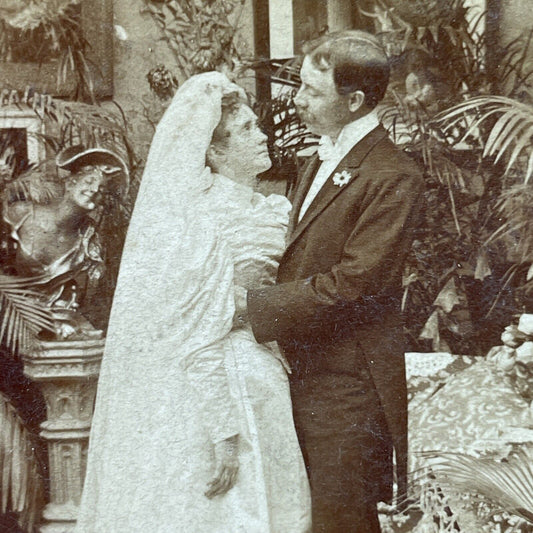 Antique 1897 Bride And Groom Prepare To Consummate Stereoview Photo Card P2871