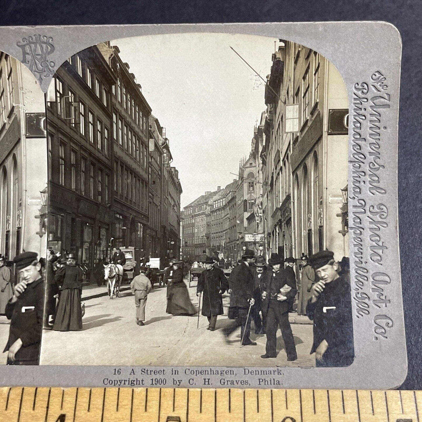 Antique 1900 Main Street In Copenhagen Denmark Stereoview Photo Card P4201