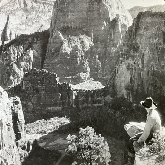 Antique 1910s Temple Of Zion Mountain Utah Stereoview Photo Card V2809