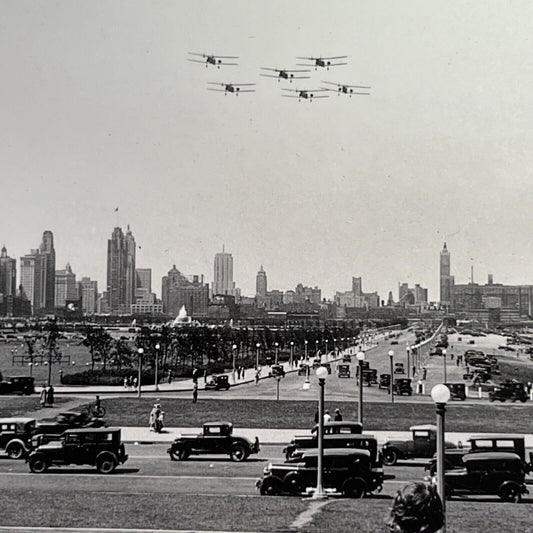 Antique 1931 Boeing Model 40 Airplanes In Formation Stereoview Photo Card P1283