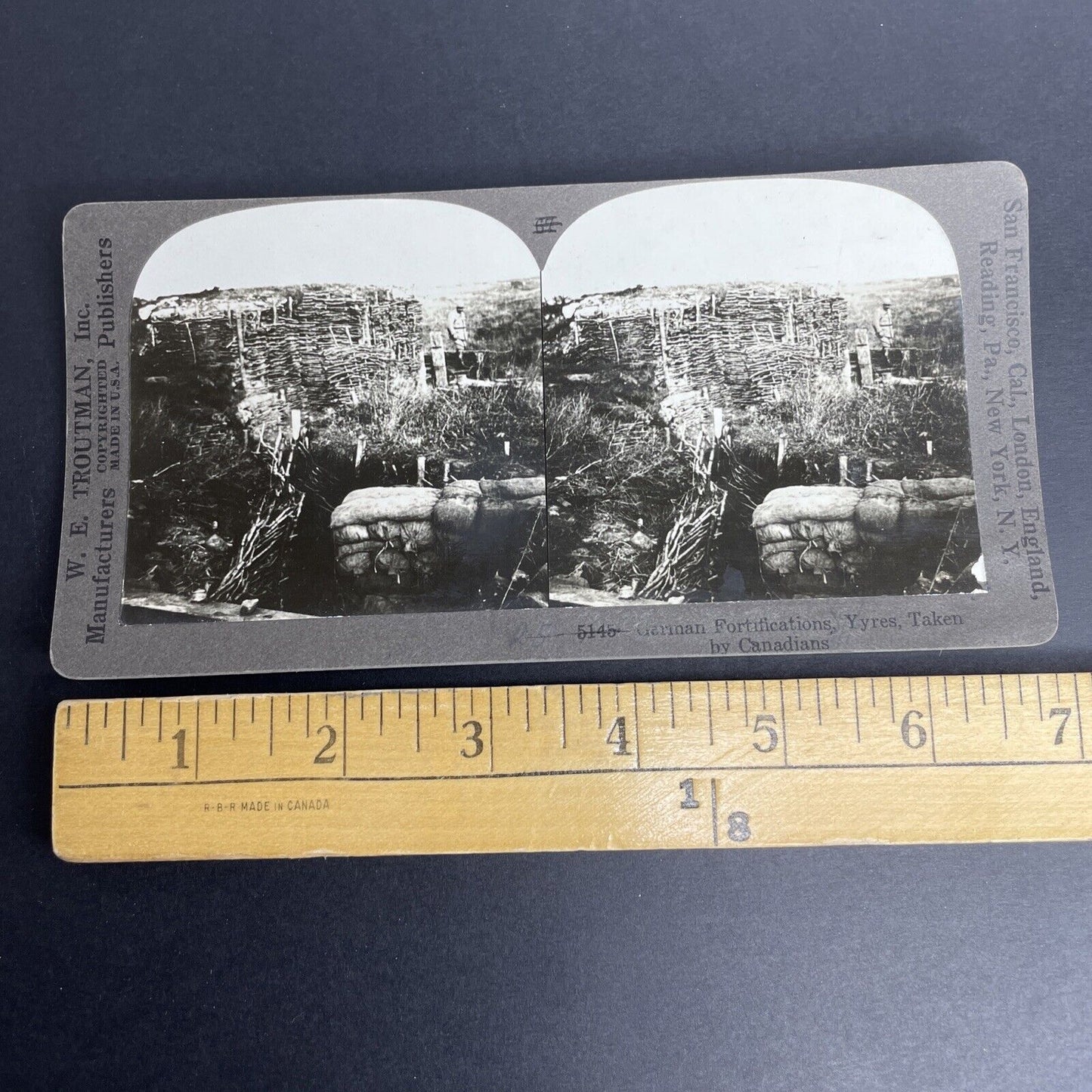 Antique 1917 German Trench Taken By Canada Stereoview Photo Card PC874