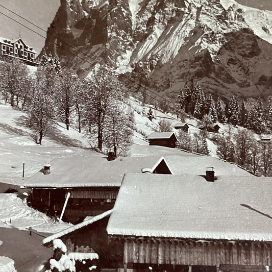 Antique 1900 Ski Chalet In Grindelwald Switzerland Stereoview Photo Card P4512