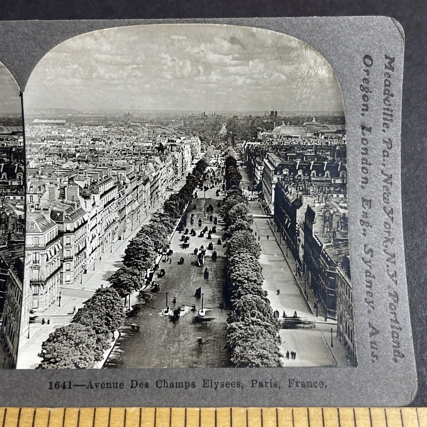 Antique 1909 The Main Street In Paris France Stereoview Photo Card P4258