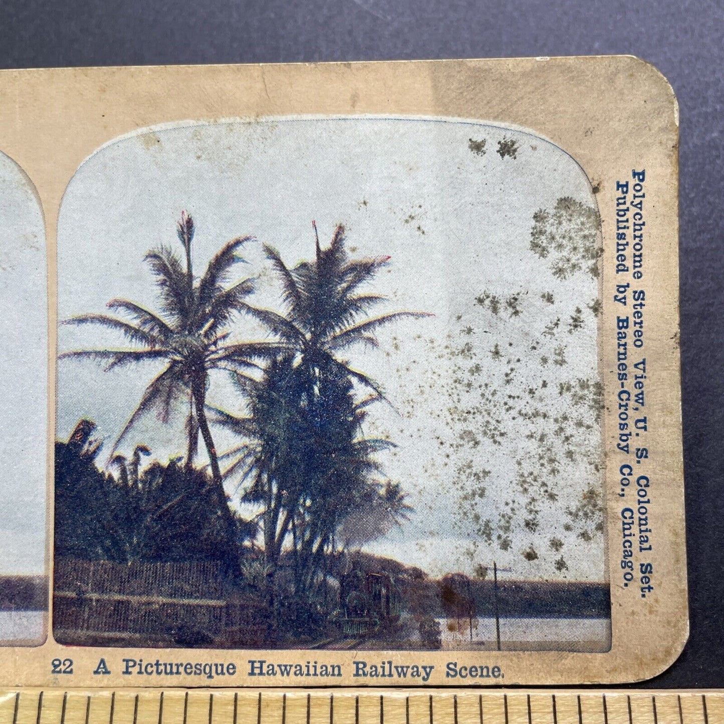 Antique 1905 Hawaii Hawaiian Railroad Train Stereoview Photo Card V3408