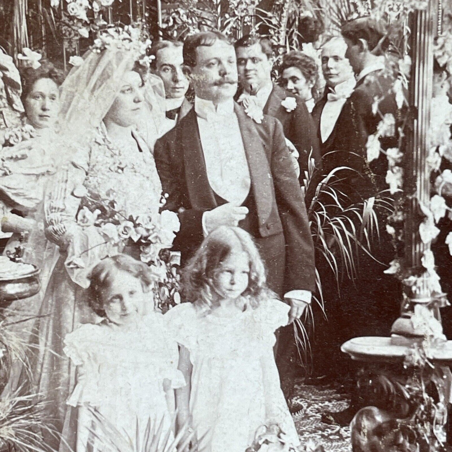 Antique 1901 Typical Victorian Wedding Scene Stereoview Photo Card P2964