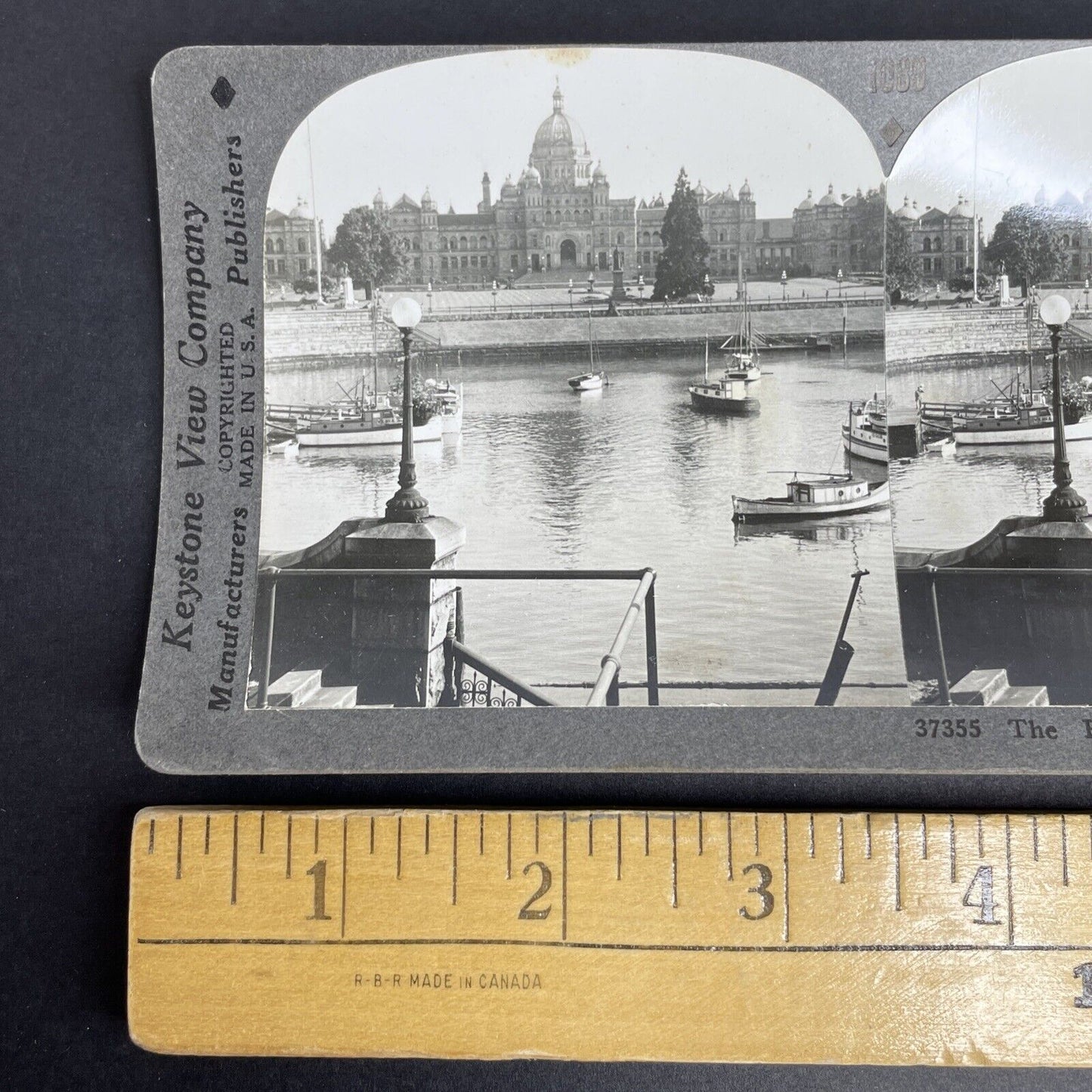 Antique 1928 Harbour Parliament Buildings Victoria BC Stereoview Photo Card P897