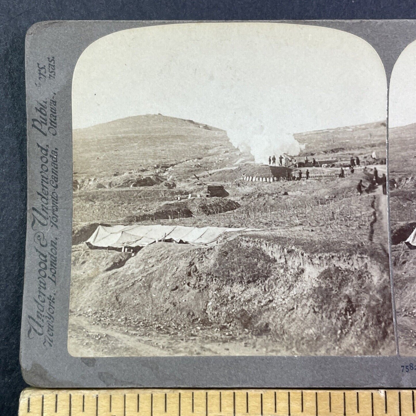 Japanese 500lb Artillery Gun Stereoview Russo-Sino War Antique c1905 X3883