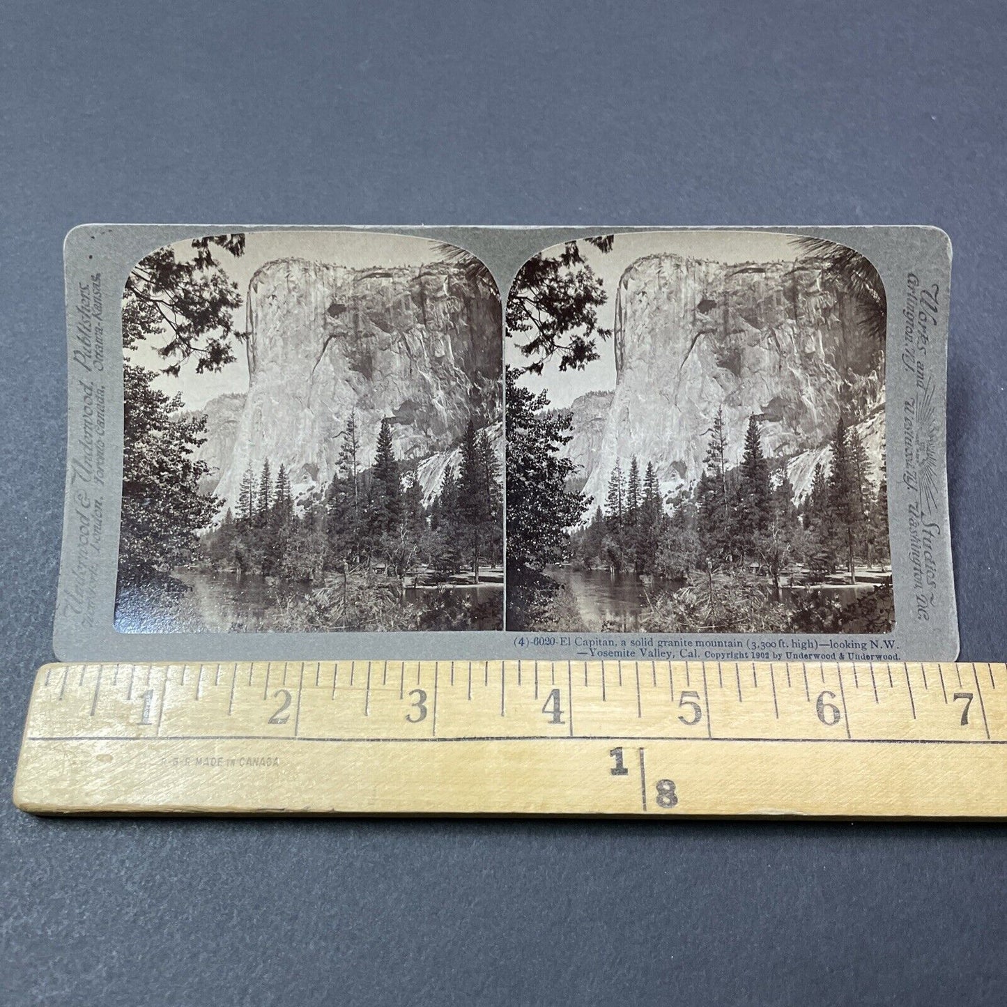 Antique 1902 El Capitan Mountain Yosemite California Stereoview Photo Card V2158