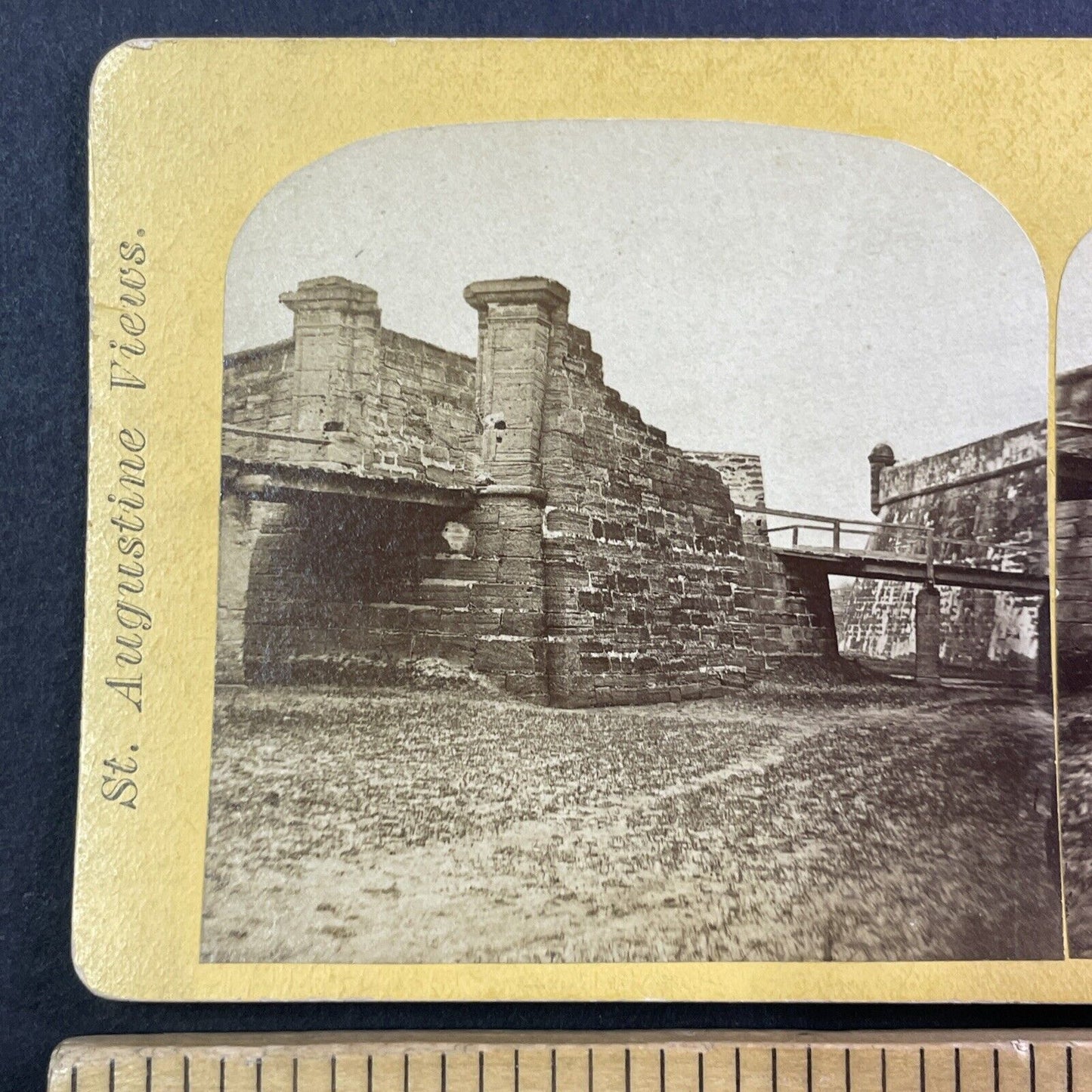 Fort Marion Drawbridge St. Augustine FL Stereoview George Pierron c1870s Y058