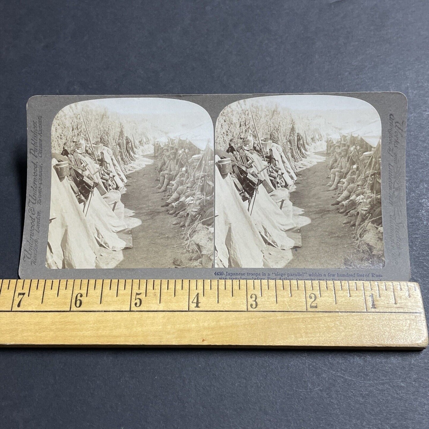 Antique 1904 Japan Trench Warfare Against Russia Stereoview Photo Card P380-11