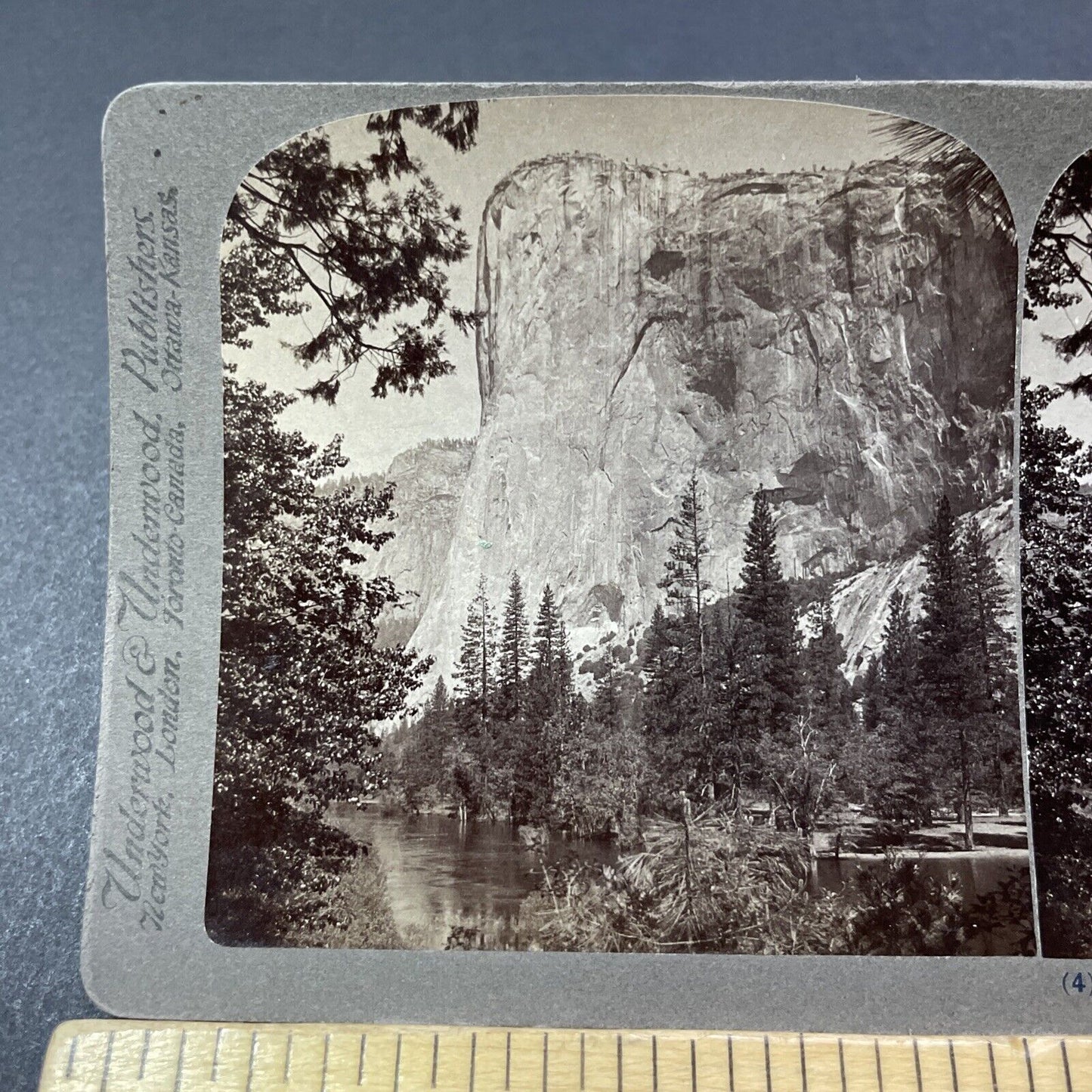 Antique 1902 El Capitan Mountain Yosemite California Stereoview Photo Card V2158