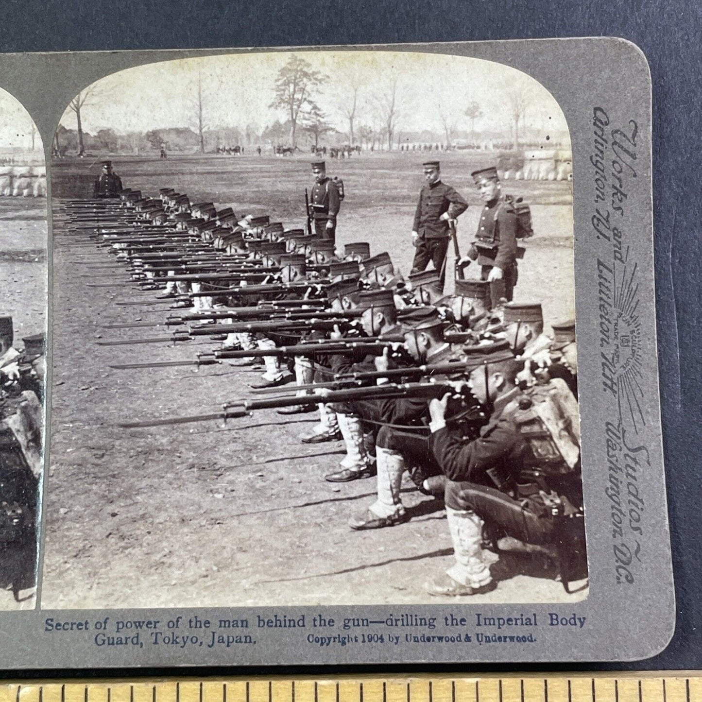 Japanese Imperial Bodyguard Soldiers Stereoview Antique c1904 X4087