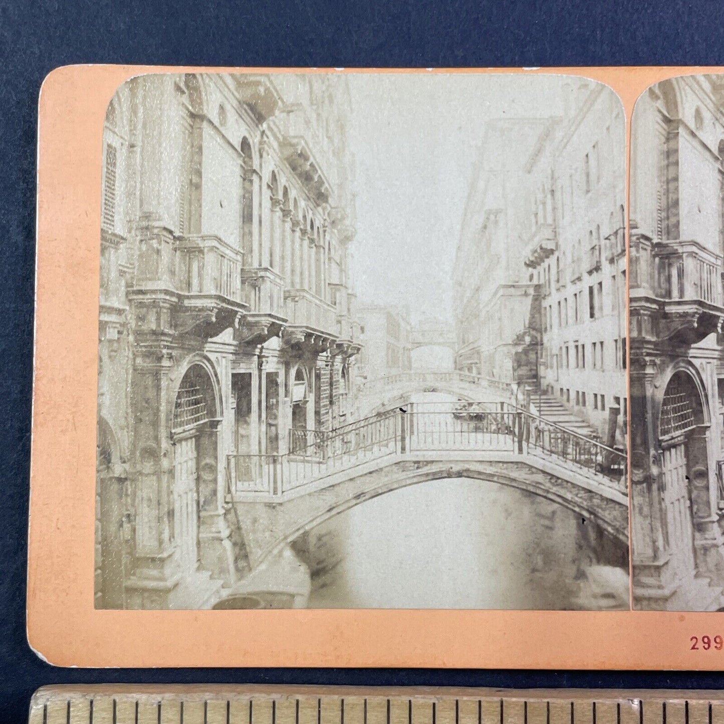 Bridges & Canal Venice Italy Stereoview Jean Andrieu Antique c1870s X3749