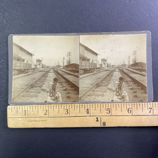 Brush Lake Ohio Depot Stereoview Pennsylvania Railroad Antique c1908 X1501