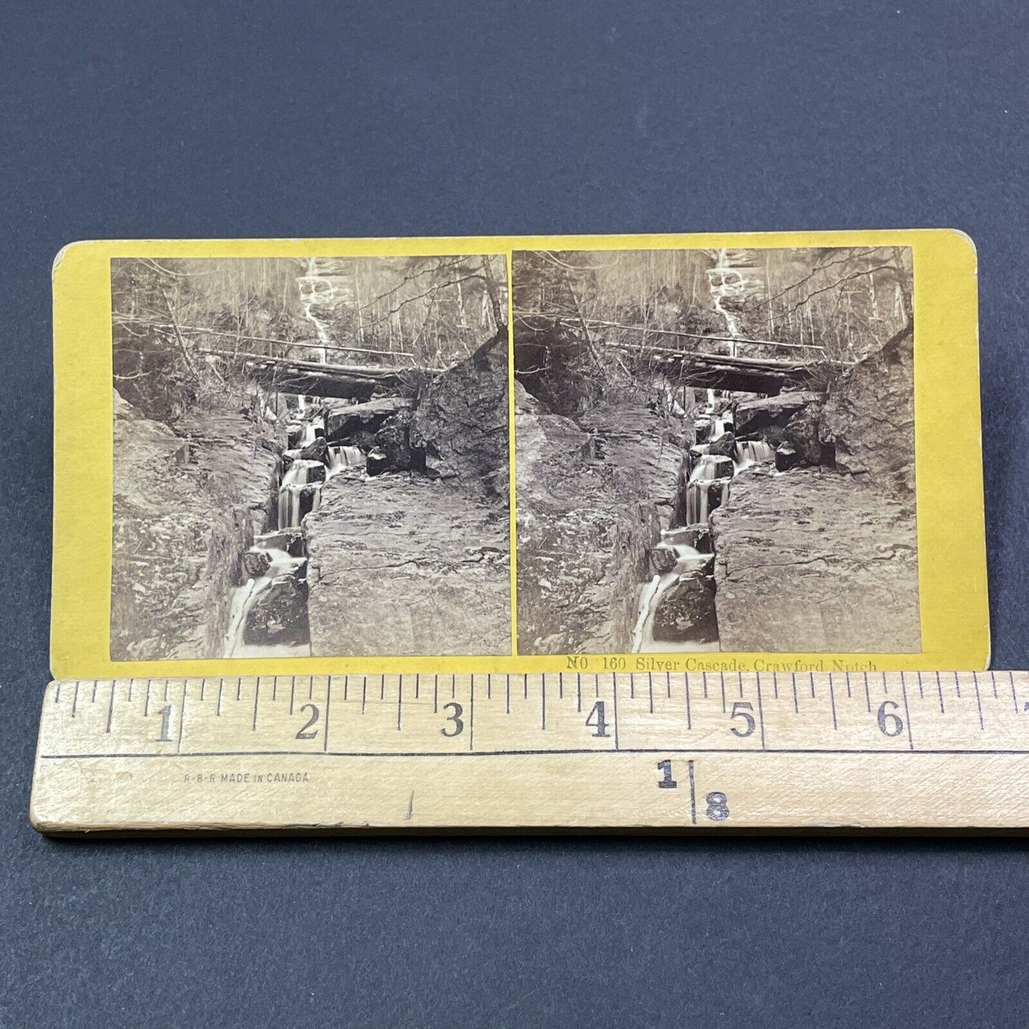 Antique 1870s Silver Cascade Crawford Notch NH Stereoview Photo Card V1961