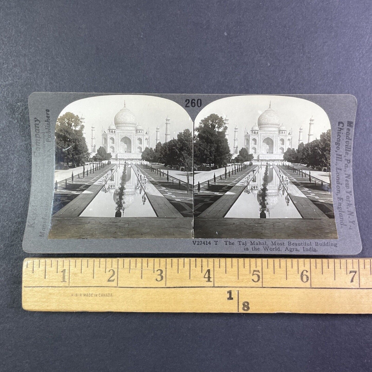 The Taj Mahal Temple in India Stereoview Antique c1920s Y2195