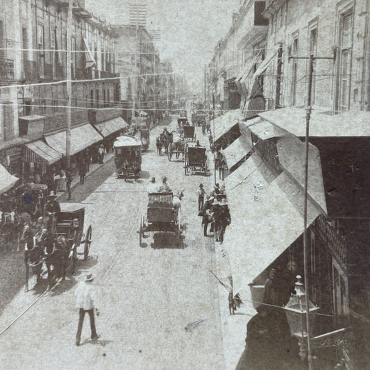 Antique 1890 Calles De La Monterilla Mexico City Stereoview Photo Card P3040