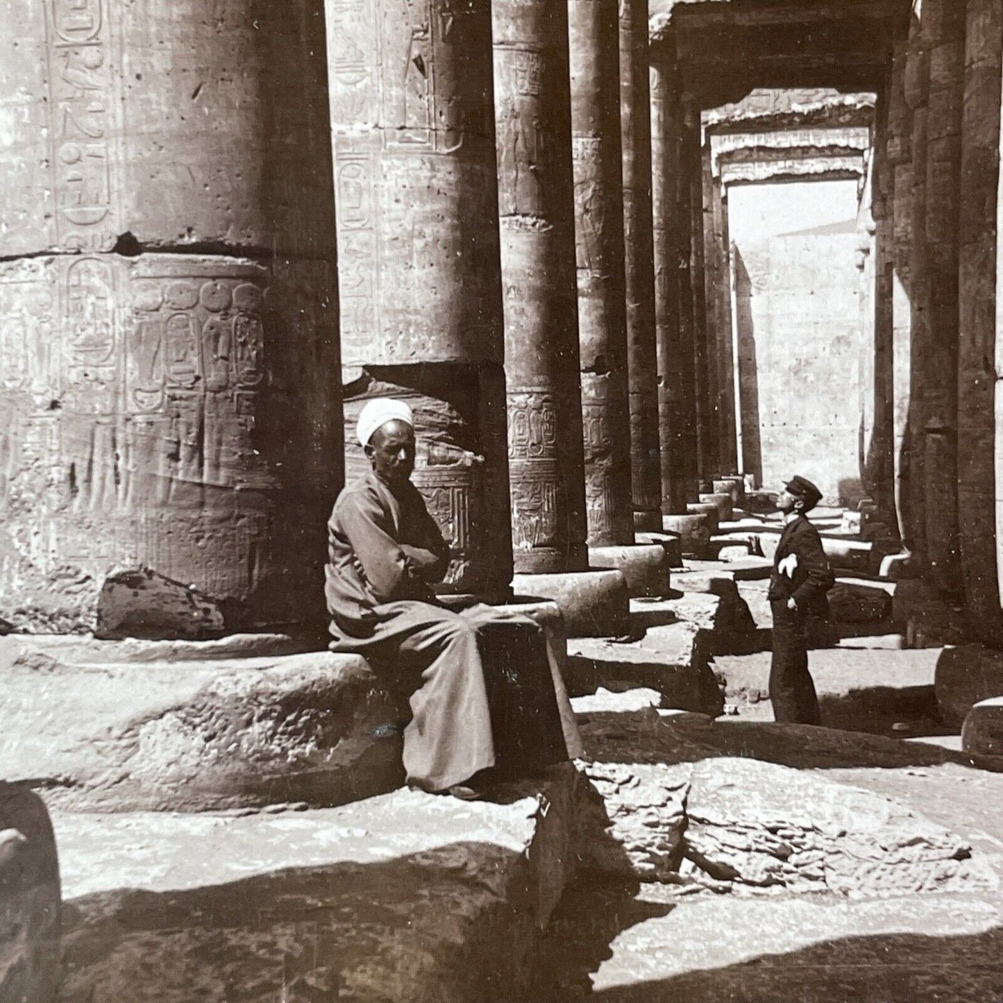 Temple of Sethos I Abydos Egypt Stereoview James H. Breasted Antique c1905 Y956