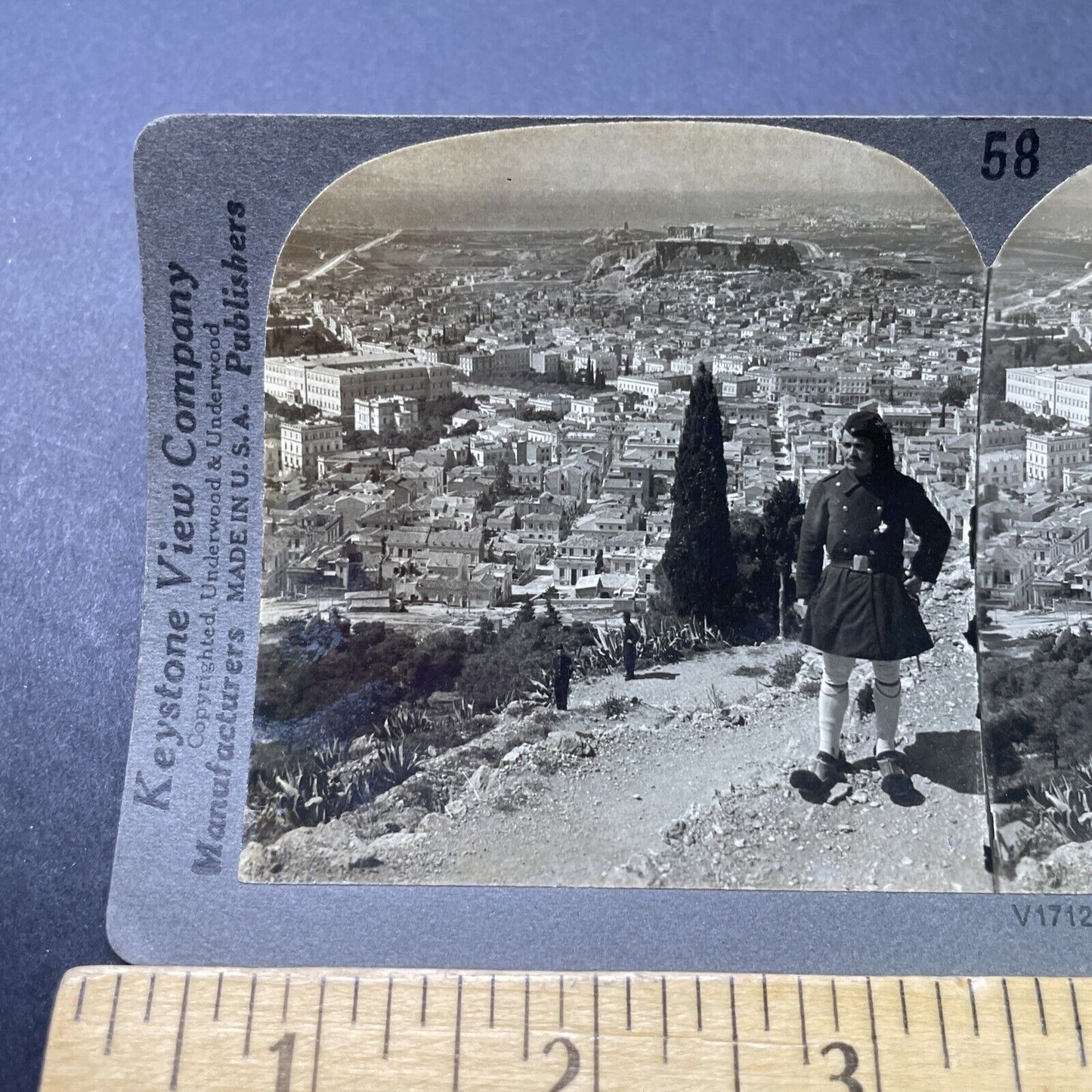 Antique 1910s Greek Soldiers Guard Athens Greece Stereoview Photo Card P2739