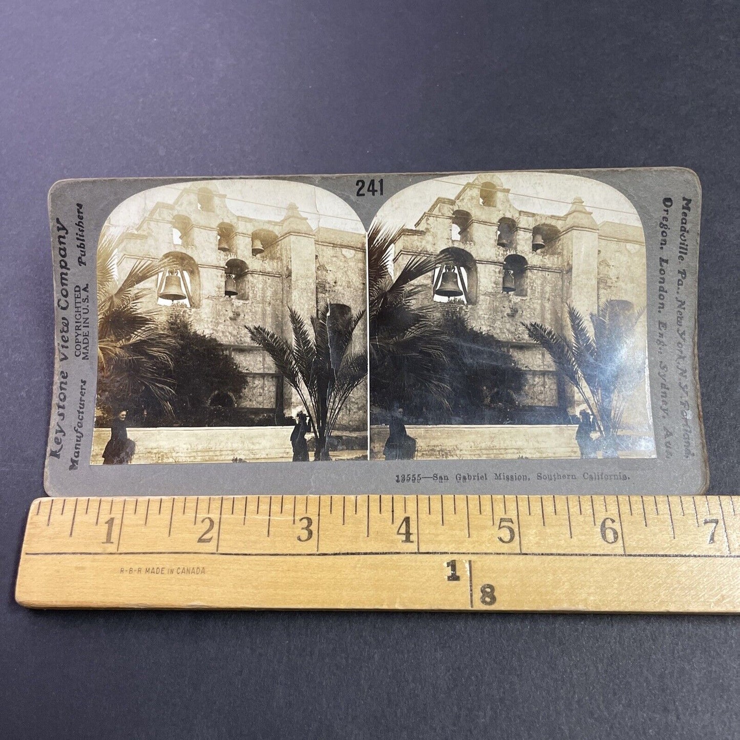 Antique 1909 San Gabriel Mission Church California Stereoview Photo Card P3595