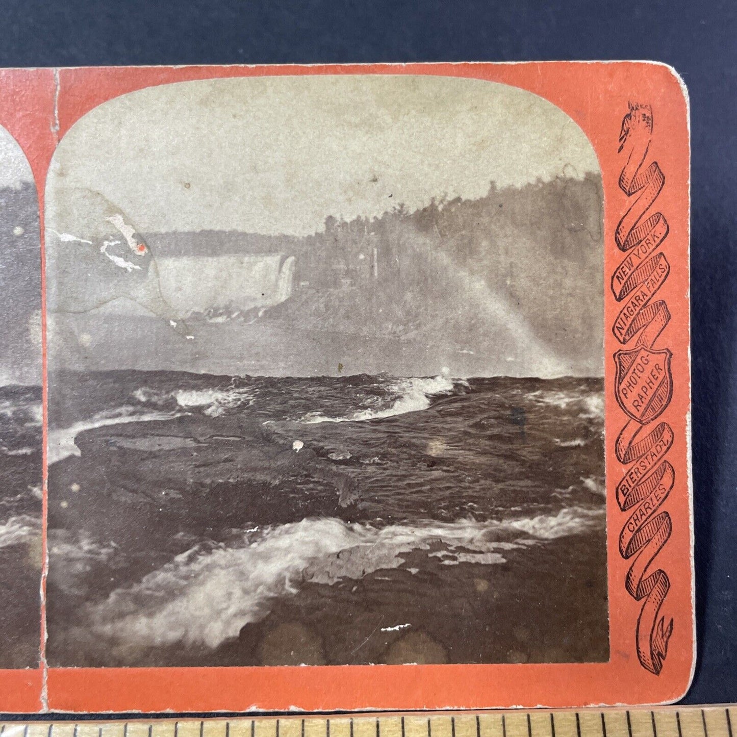 Antique 1870s Top Edge Of Niagara Falls Stereoview Photo Card P2460-20