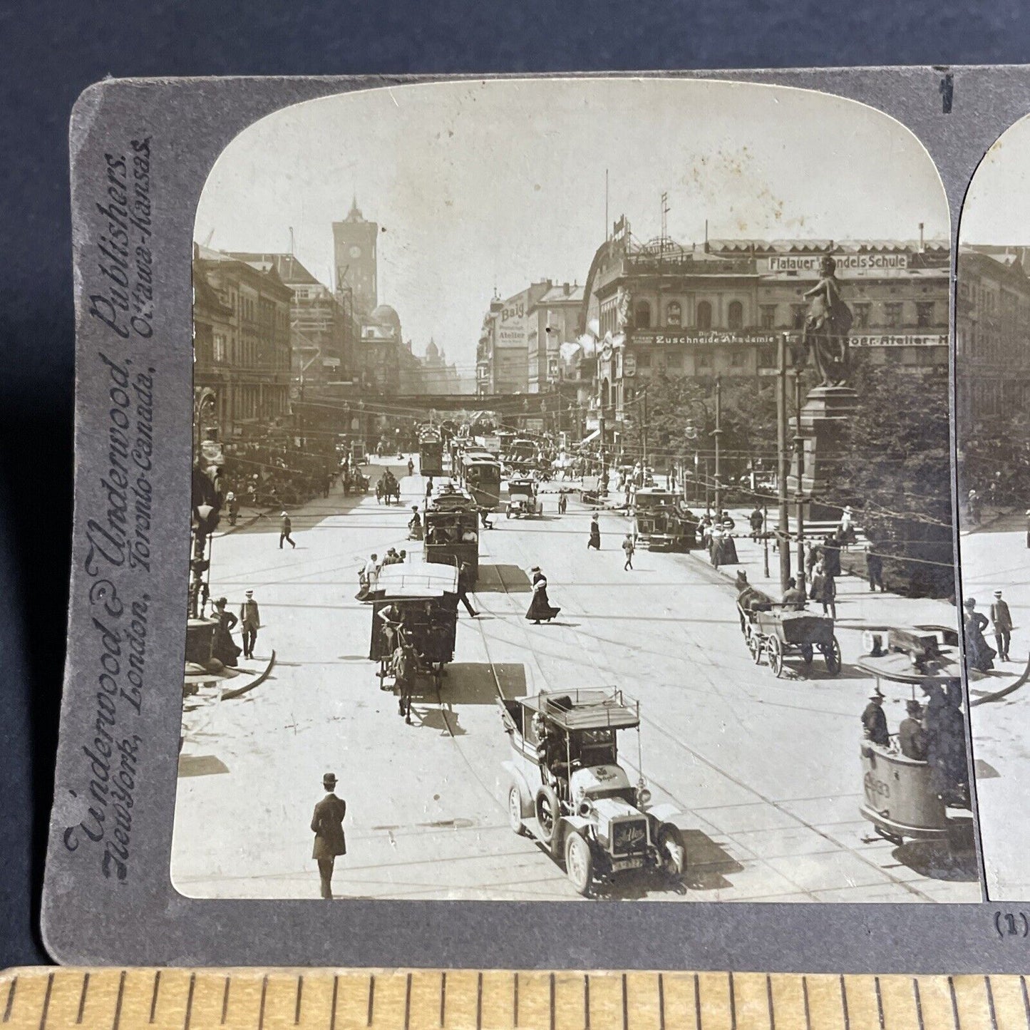 Antique 1905 Adler Limousine Motor Car In Berlin Stereoview Photo Card P4388