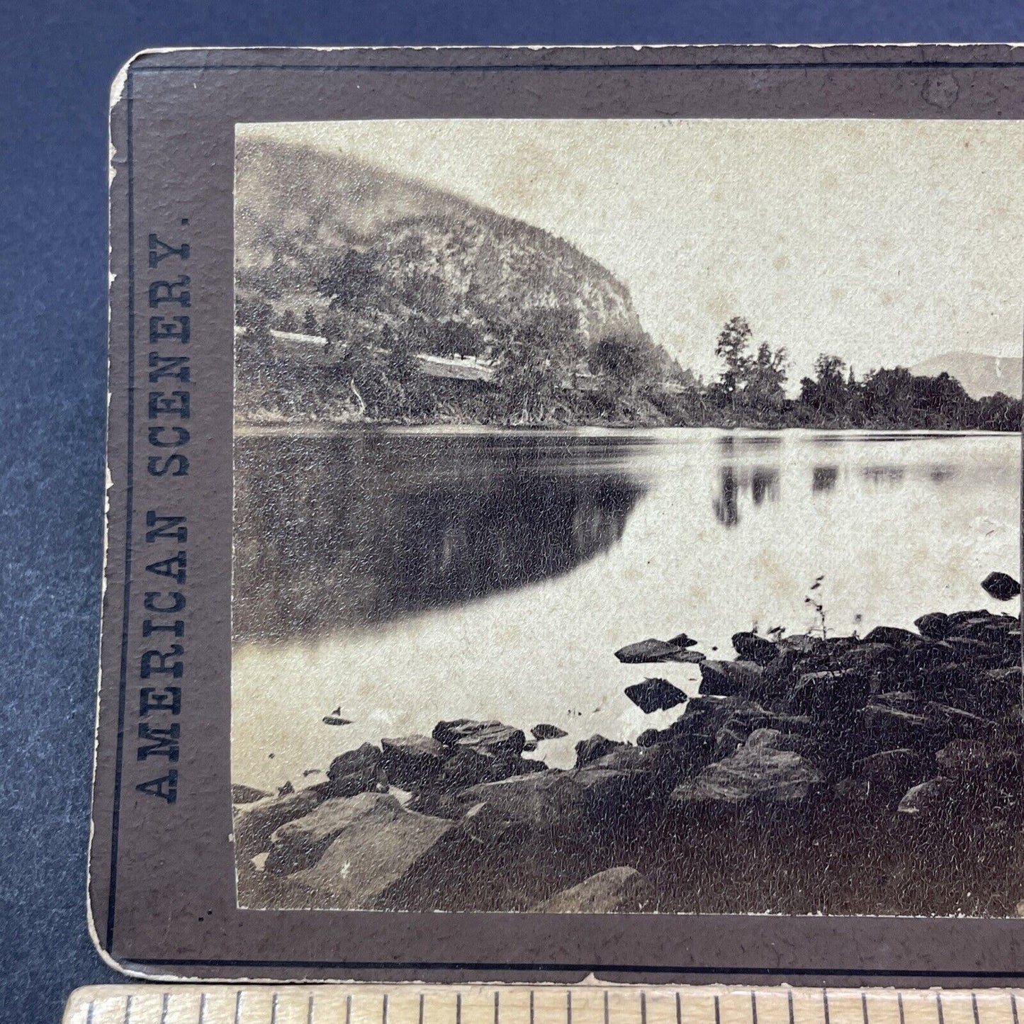 Antique 1870s Manchester New Hampshire Mountain River Stereoview Photo Card 1940