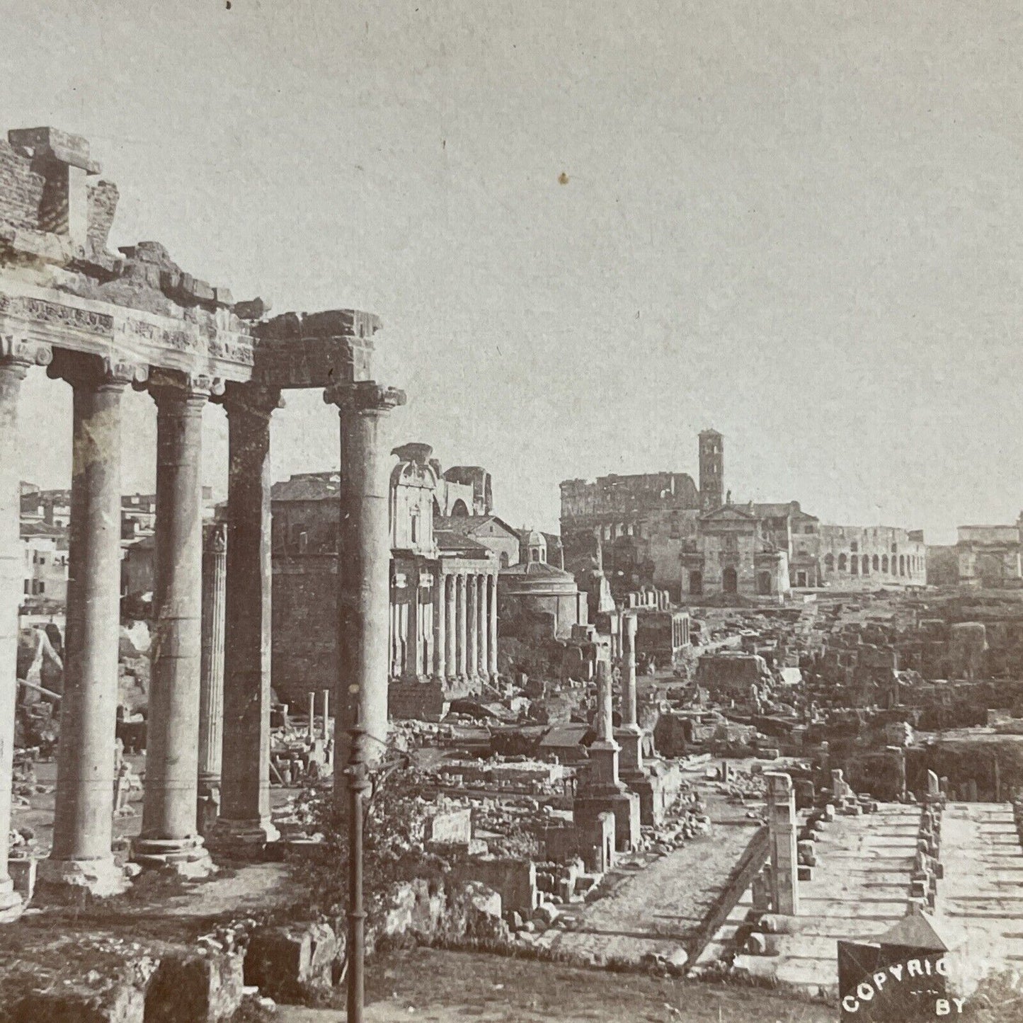 Antique 1900 The Roman Forum In Rome Italy Stereoview Photo Card P5159