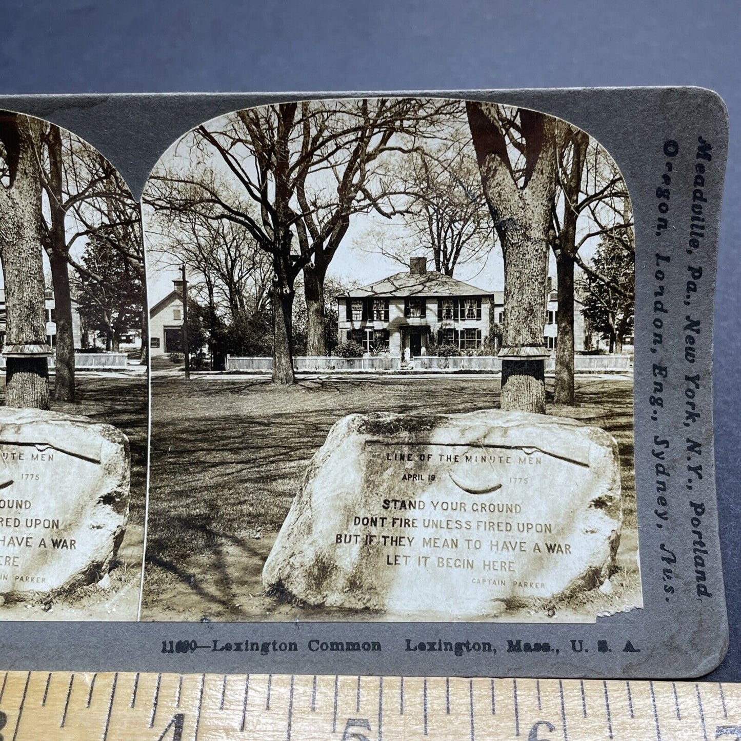 Antique 1901 Minute Men Memorial Lexington Mass. Stereoview Photo Card P2064