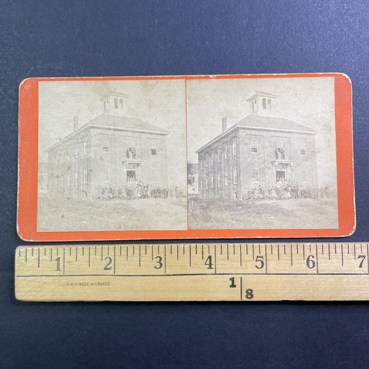 Schoolhouse with Children Stereoview Unknown Location Antique c1869 X4053