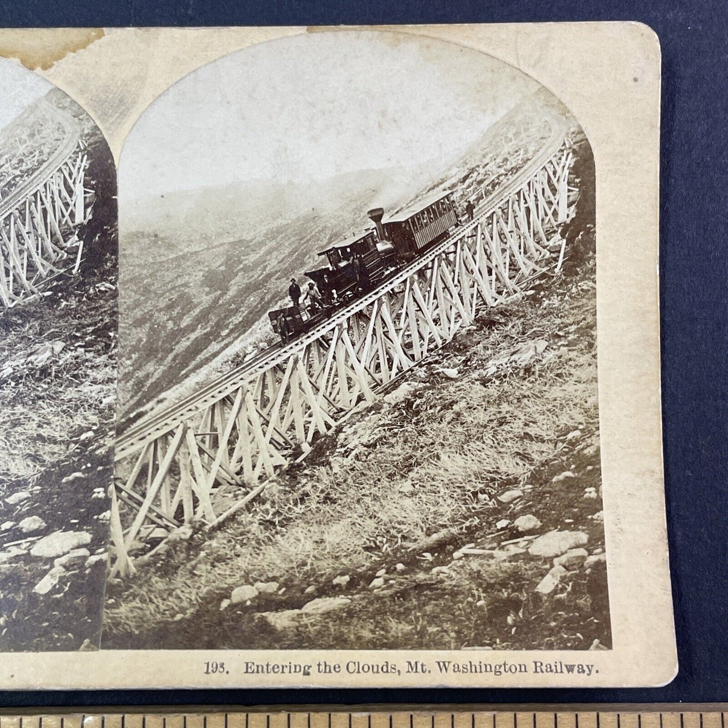 Mt Washington Railroad Workers on Track Stereoview New Hampshire c1870s Y1468