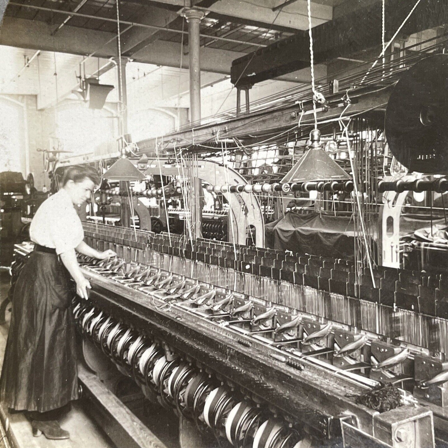 Antique 1914 Silk Tie Necktie Factory Manchester CT Stereoview Photo Card P1669