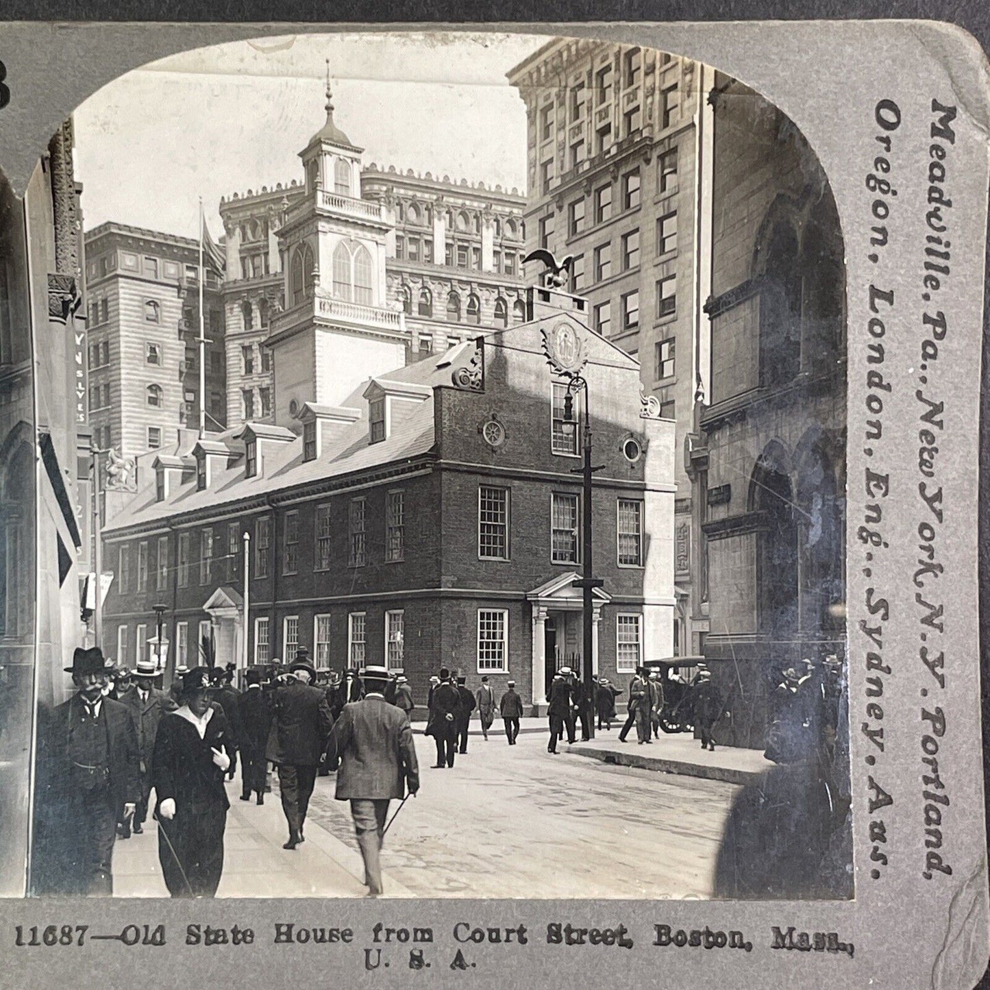 Court Street in Boston Massachusetts Stereoview Antique c1909 Y1024