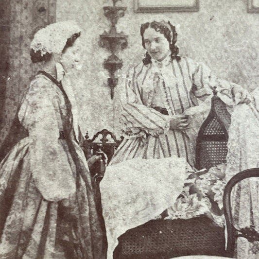 Antique 1870s Very Wealthy American Women Stereoview Photo Card P4626