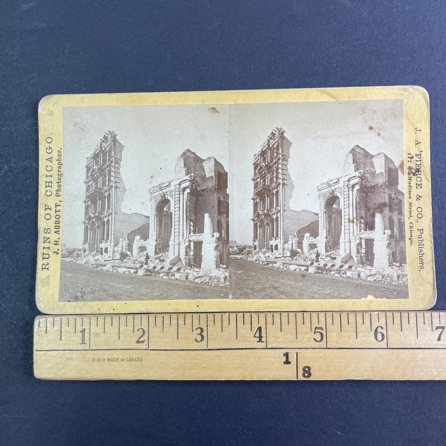 Great Chicago Fire Disaster Stereoview Merchant's Insurance Antique c1871 X3168