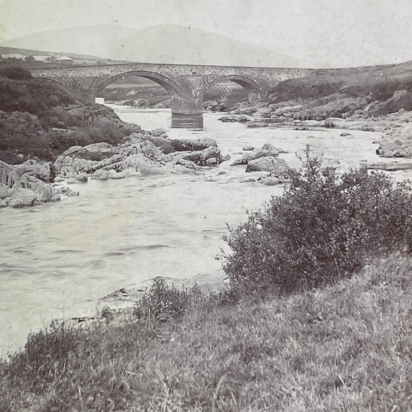 Clunie Bridge Pitlochry England Stereoview River Tummel UK Antique c1878 X1866