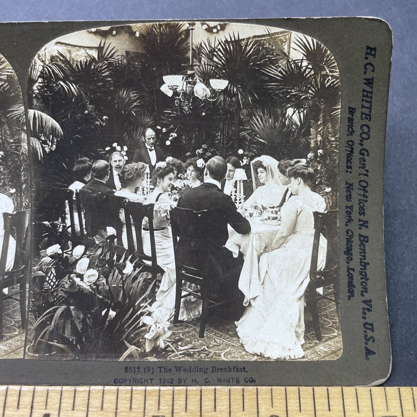 Antique 1902 Wedding Dinner Party Stereoview Photo Card P2707