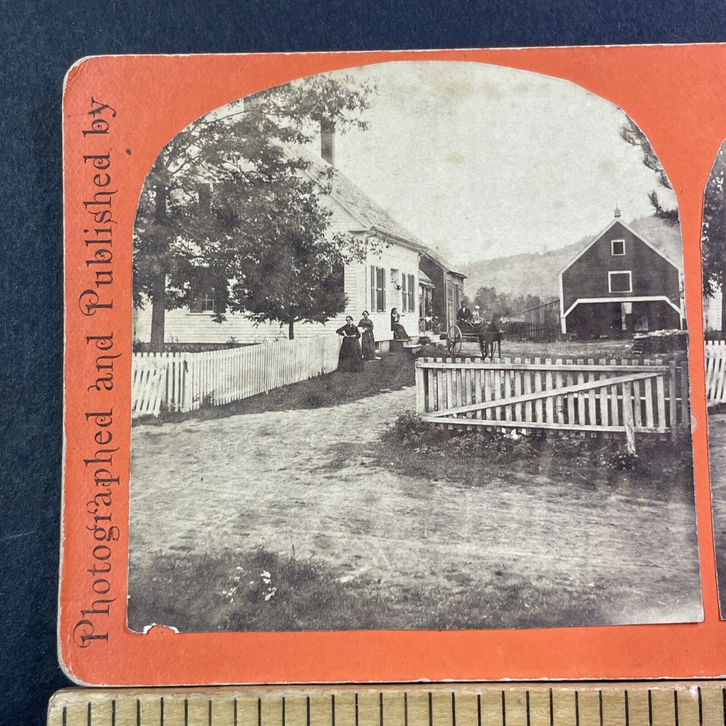 Stratton House Fairlee Vermont Stereoview CB Cheney Photo Card Antique 1869 X992