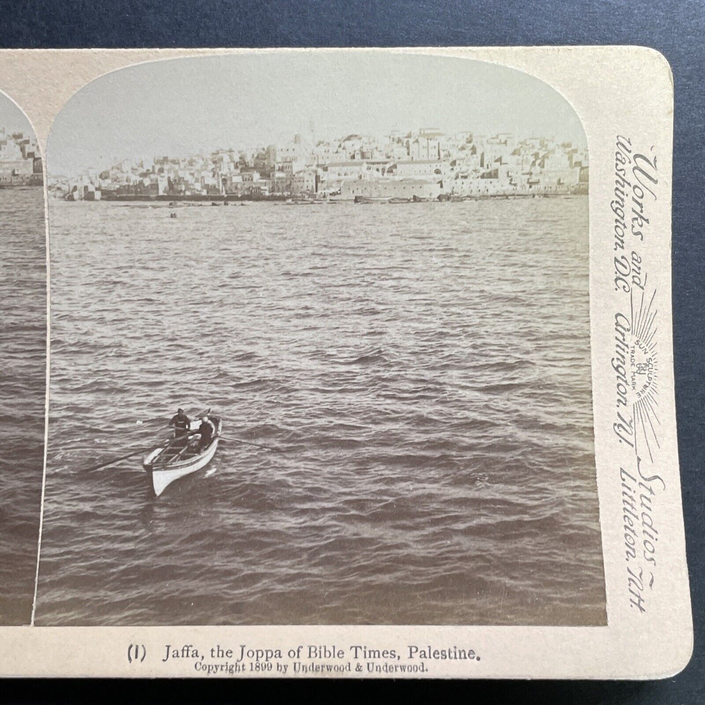 Antique 1899 Fisherman In Jaffa Israel Palestine Stereoview Photo Card P1376