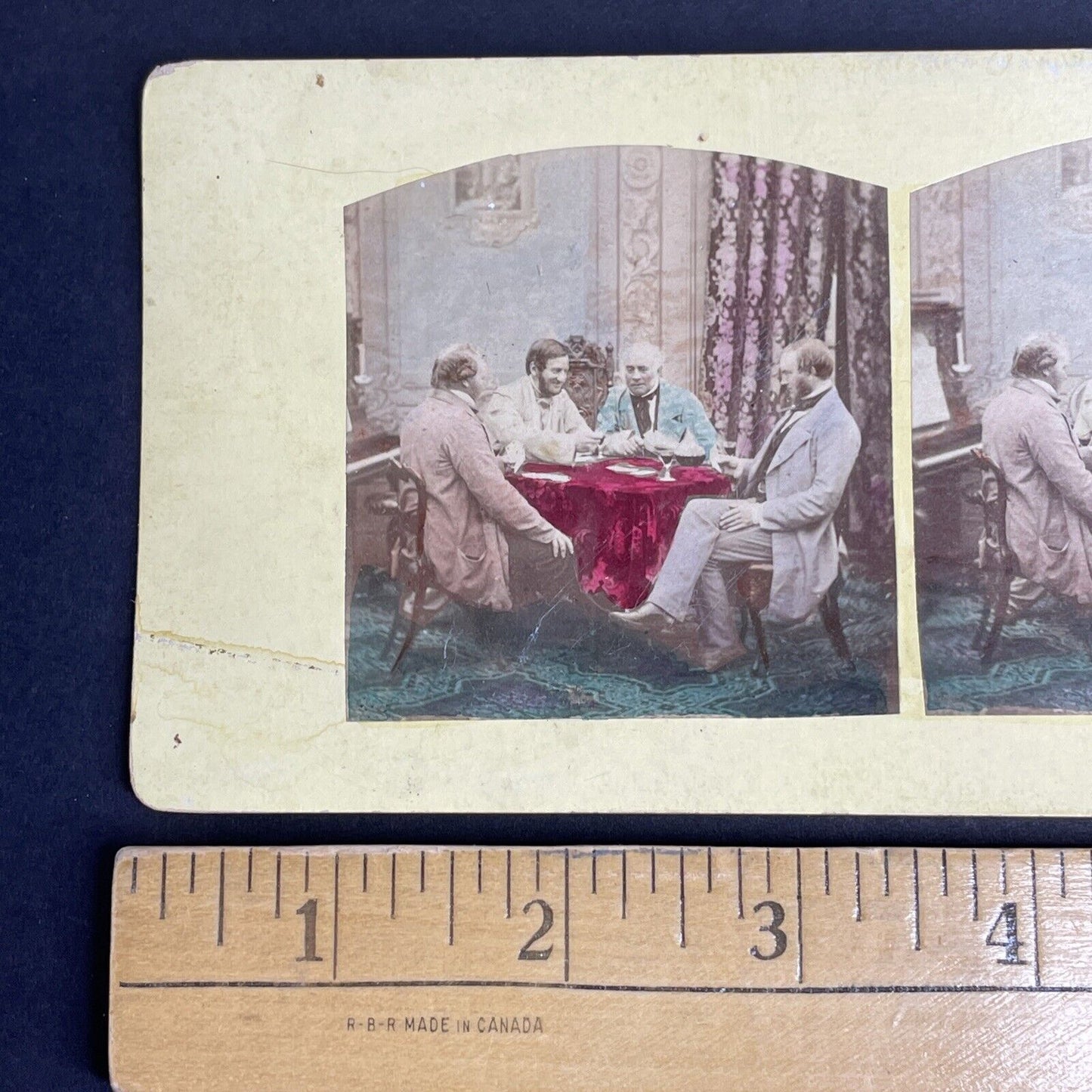 Antique 1880's Poker Game Amongst Wealthy Men Stereoview Photo Card PC807