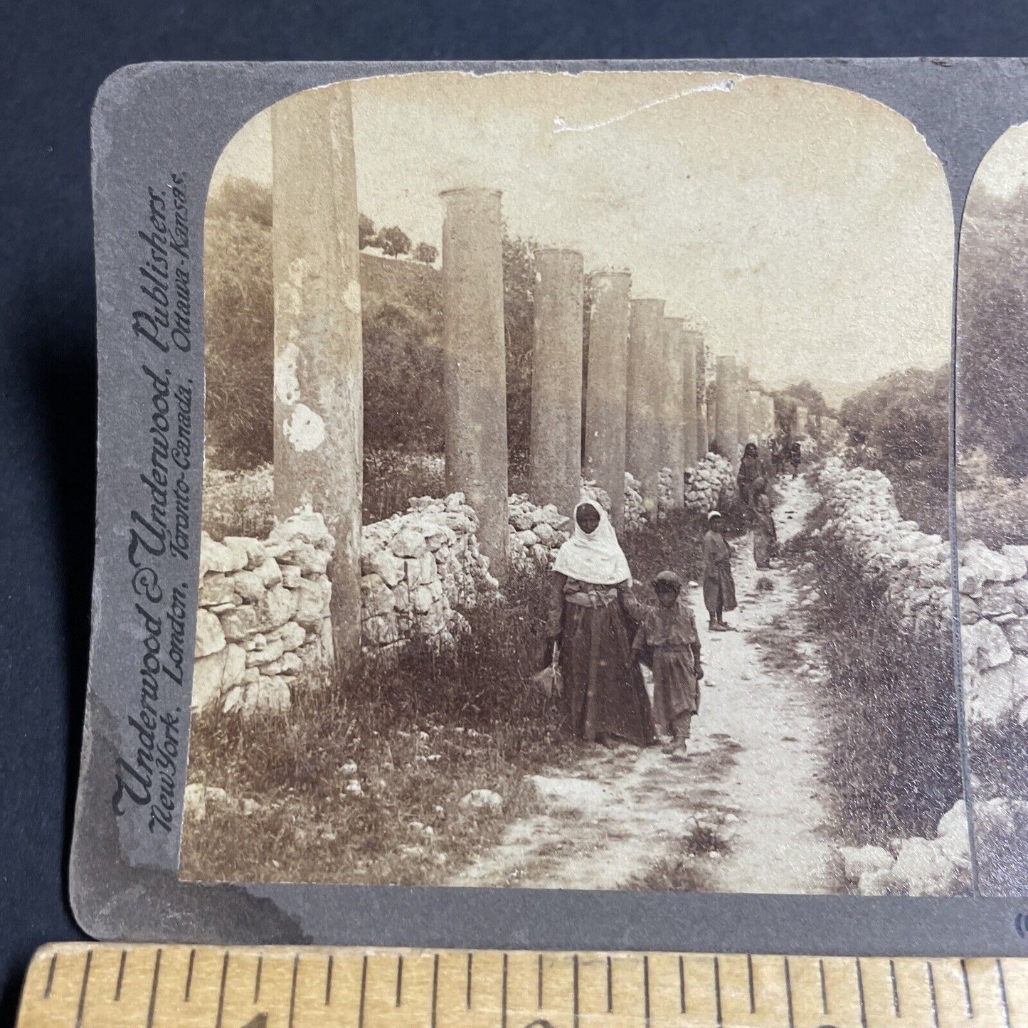 Antique 1900 Herod The Great Street Columns Israel Stereoview Photo Card P4184