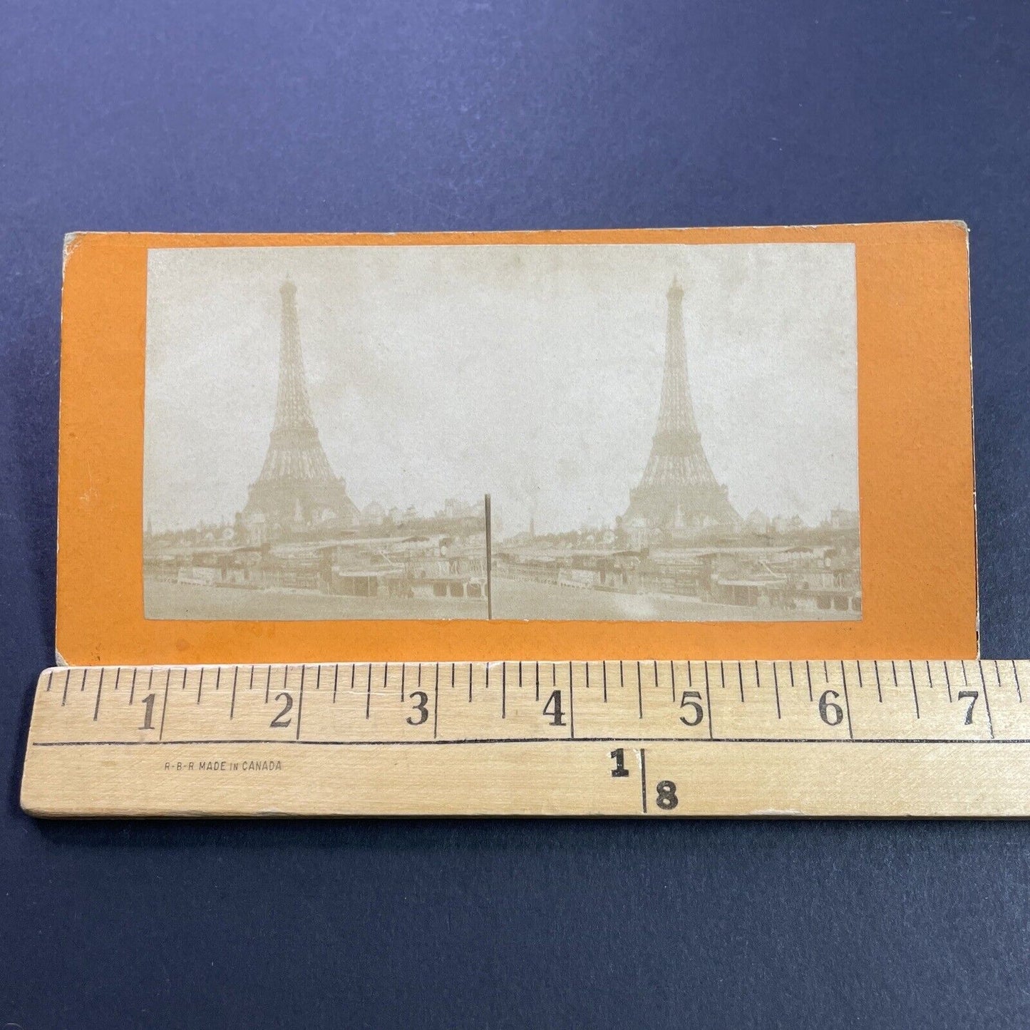 Antique 1880s Construction Of The Eiffel Tower Paris Stereoview Photo Card P4135