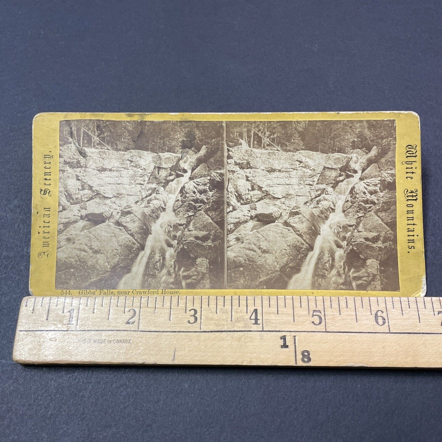 Antique 1871 Gibbs Falls & Gibbs Brook New Hampshire Stereoview Photo Card V1852