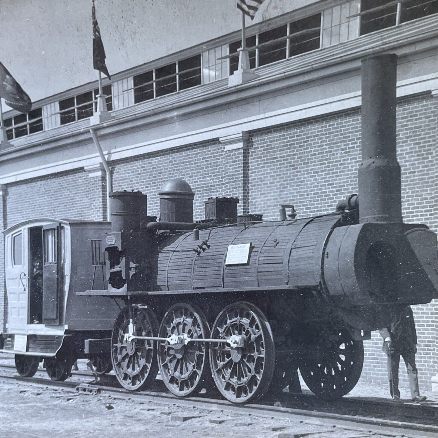 Antique 1910s The Samson Train Locomotive Stereoview Photo Card P2439