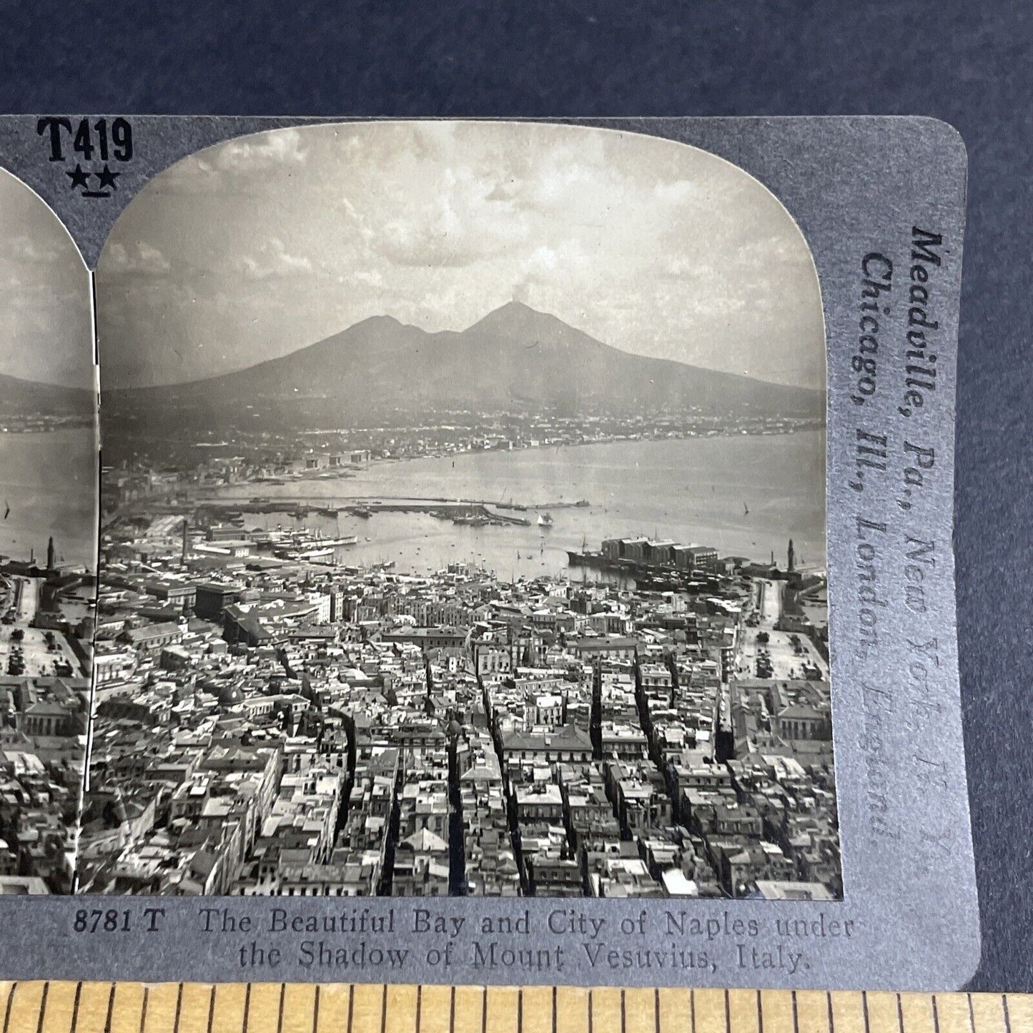 Antique 1906 Mount Vesuvius Volcano Eruption Italy Stereoview Photo Card P4155