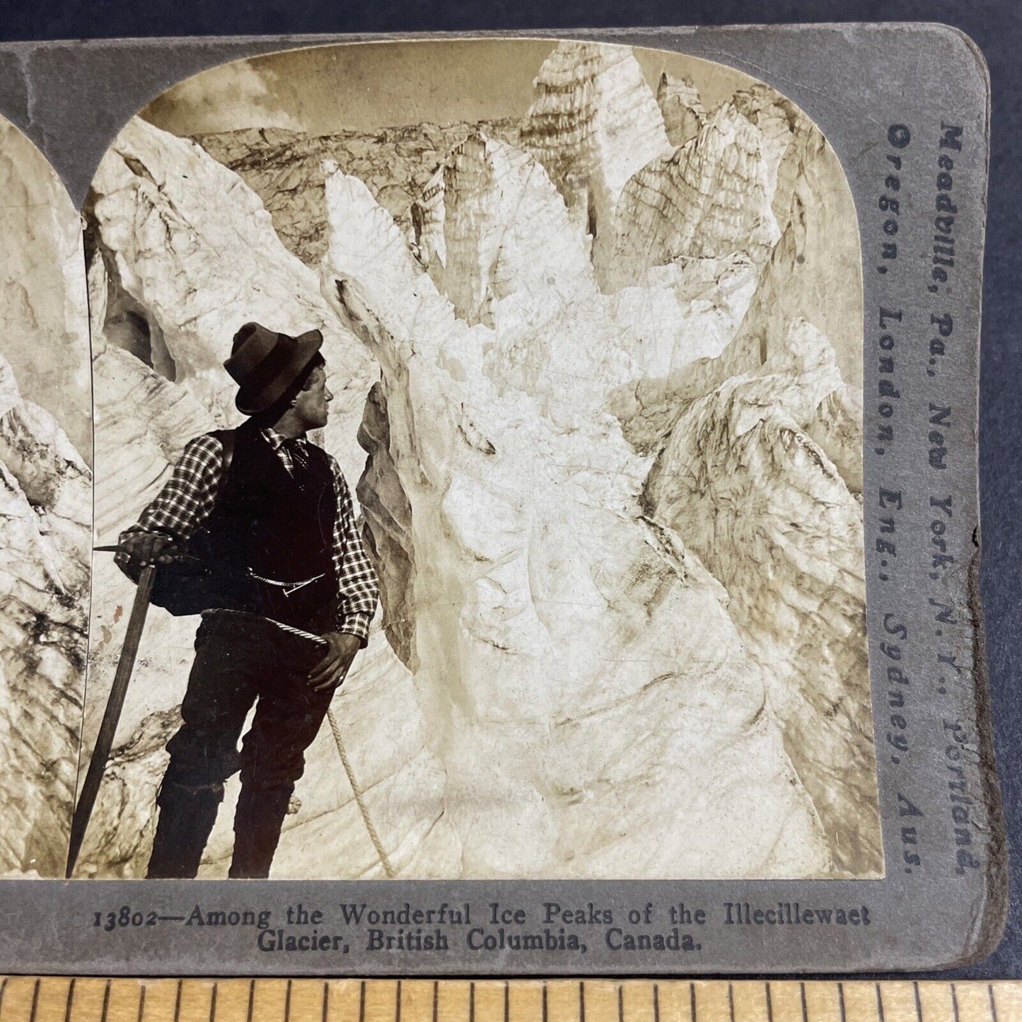 Antique 1903 Mountain Explorer In Rockies BC Canada Stereoview Photo Card P4215