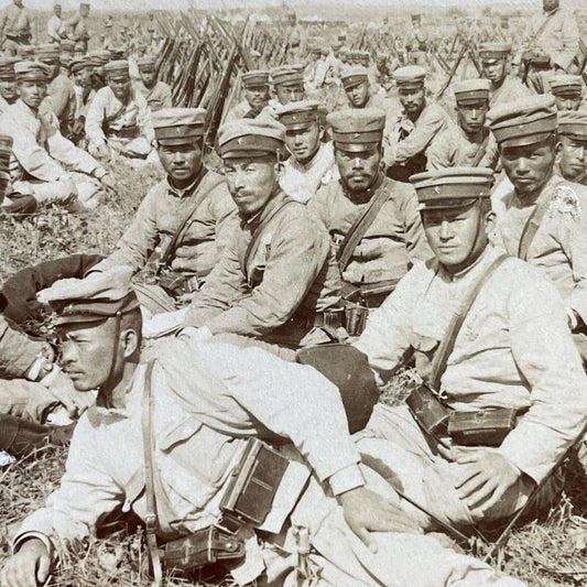 Antique 1905 Japan 9th Regiment Ready For Battle Stereoview Photo Card P380-08