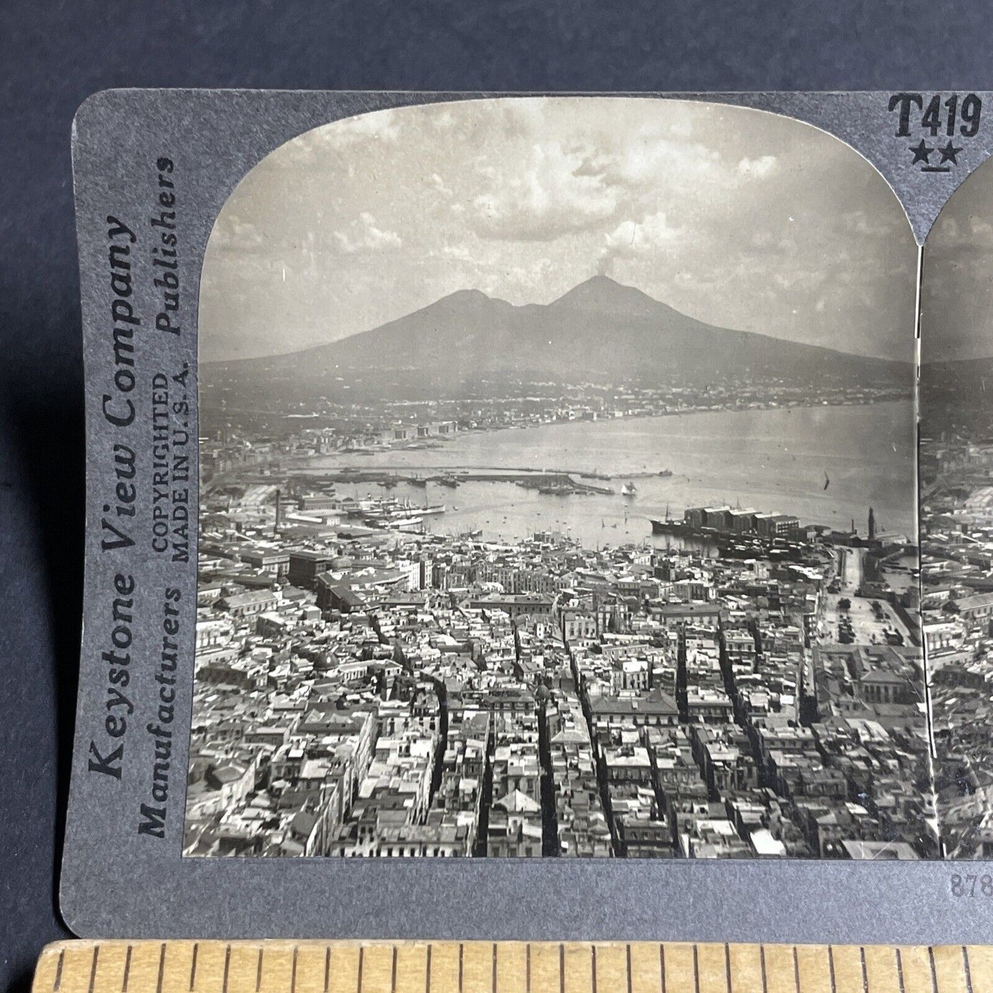 Antique 1906 Mount Vesuvius Volcano Eruption Italy Stereoview Photo Card P4155