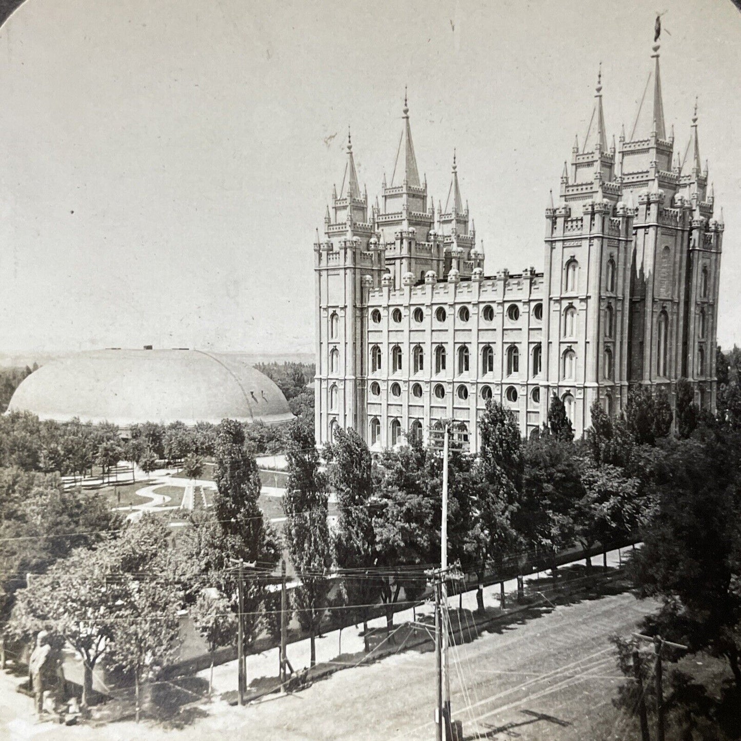 Antique 1910s Mormon Temple Church Salt Lake City UT Stereoview Photo Card V2833