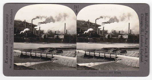 Antique 1910s Copper & Silver Mining, Smelting in Butte Montana Stereo Card P126